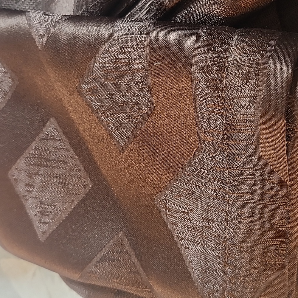 Mainstay NWT Brown Woven Jacquard Panel Curtains - Pair Of Two Rod Pocket Pair - Picture 4 of 9